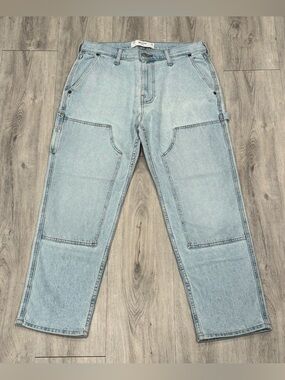 Hollister Casual Light Blue Relaxed Loose Fit Utility Carpenter Jeans